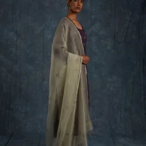 Mrinali Sage Green Dupatta - Thumbnail Image 4