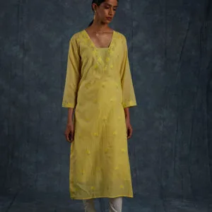 Shamli Lemon Yellow Kurta - Thumbnail Image 1