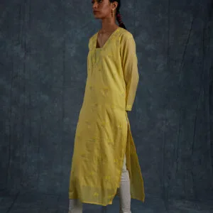 Shamli Lemon Yellow Kurta - Thumbnail Image 3